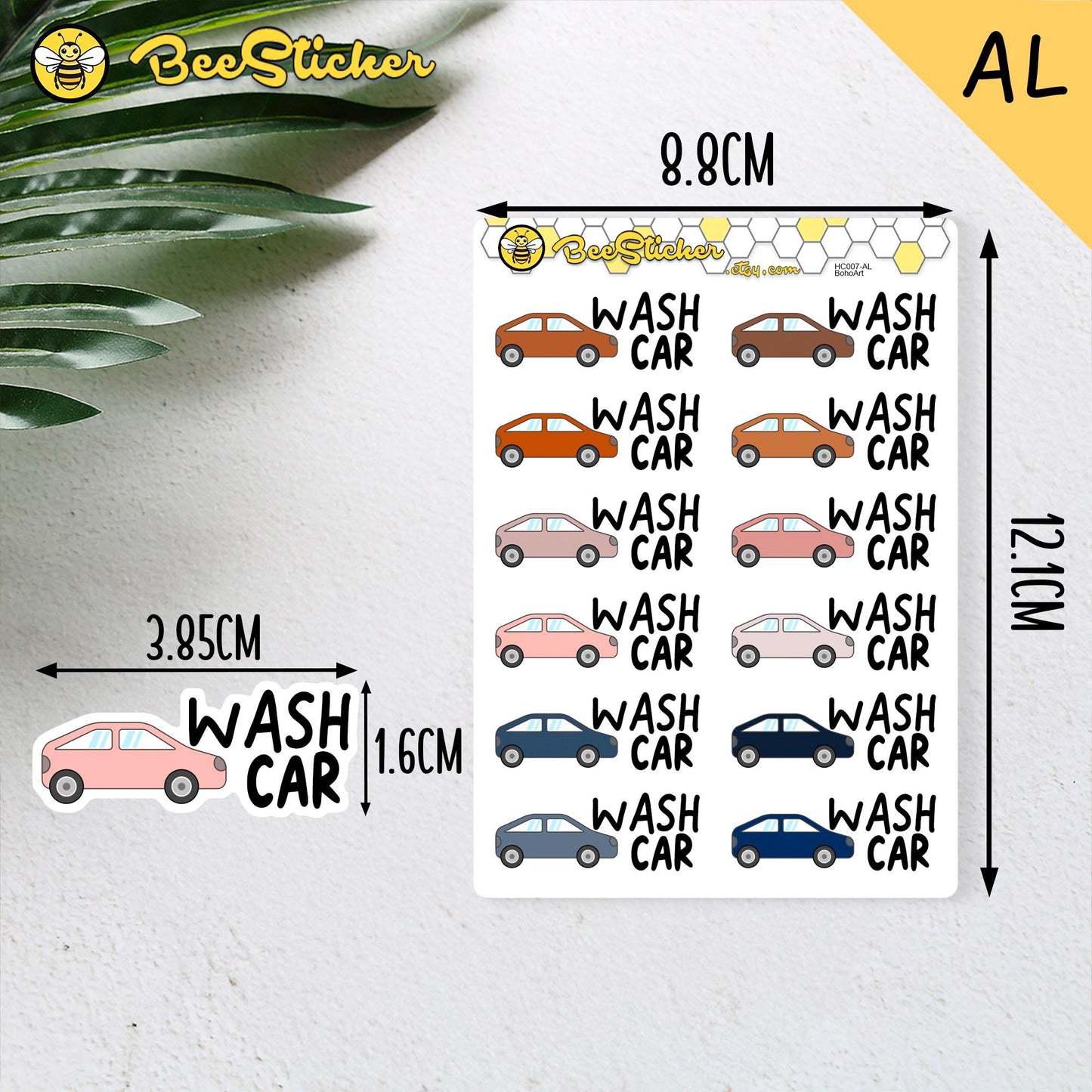 Wash Car Planner Stickers | Choose from 2 fonts and multiple colors | Planner Stickers |HC007