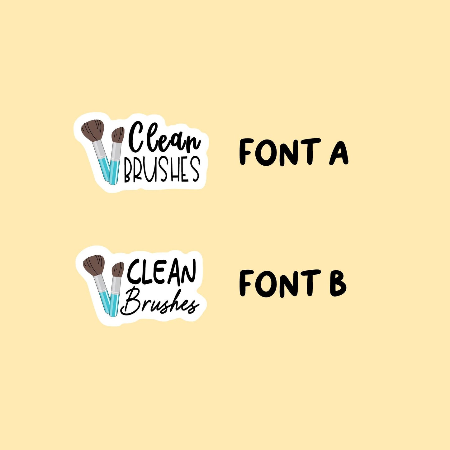 Clean Makeup Brushes Planner Stickers | Choose from 2 fonts and multiple colors | Planner Stickers |HC008