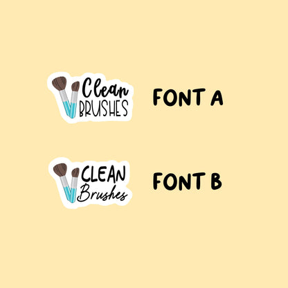 Clean Makeup Brushes Planner Stickers | Choose from 2 fonts and multiple colors | Planner Stickers |HC008