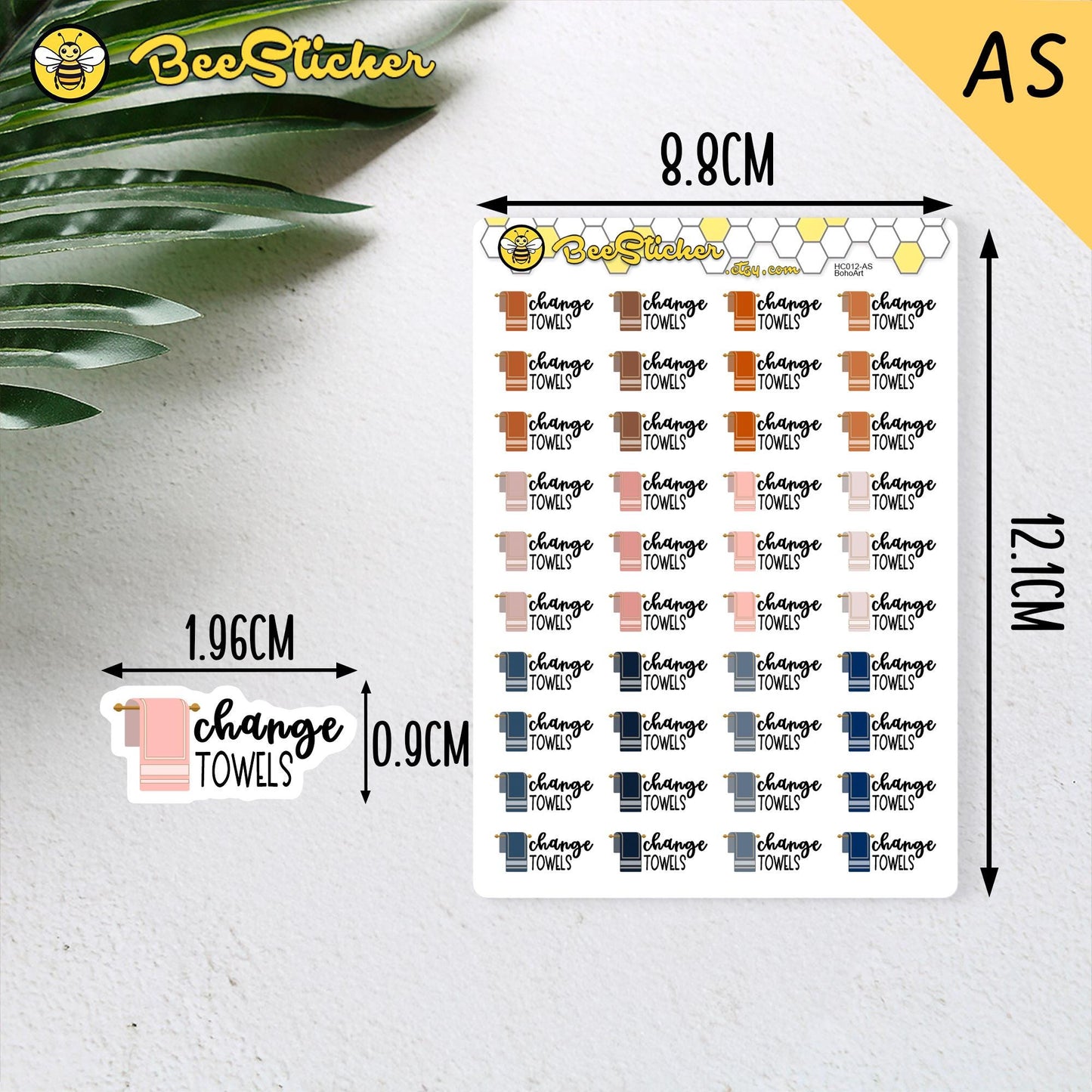 Change Towels Planner Stickers | Choose from 2 fonts and multiple colors | Planner Stickers |HC012