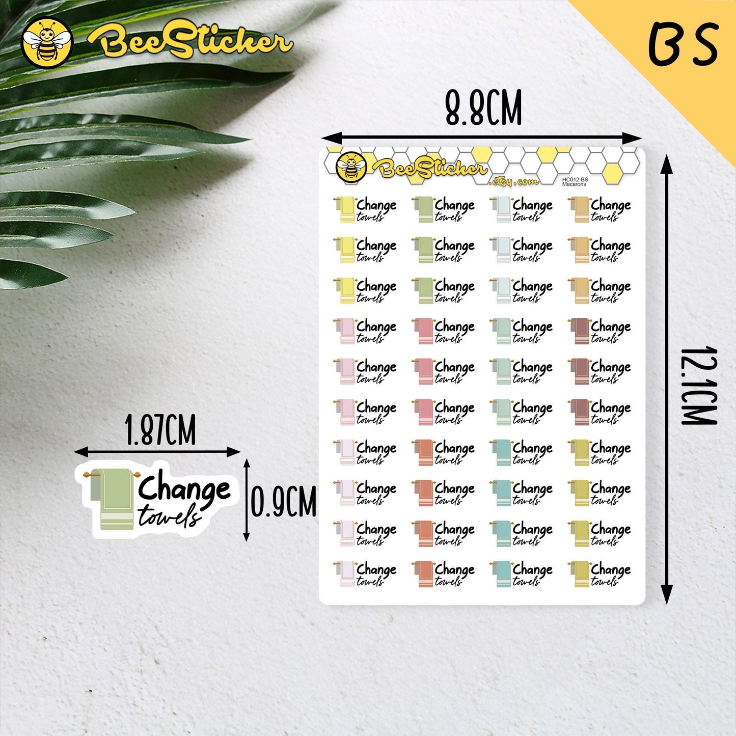 Change Towels Planner Stickers | Choose from 2 fonts and multiple colors | Planner Stickers |HC012