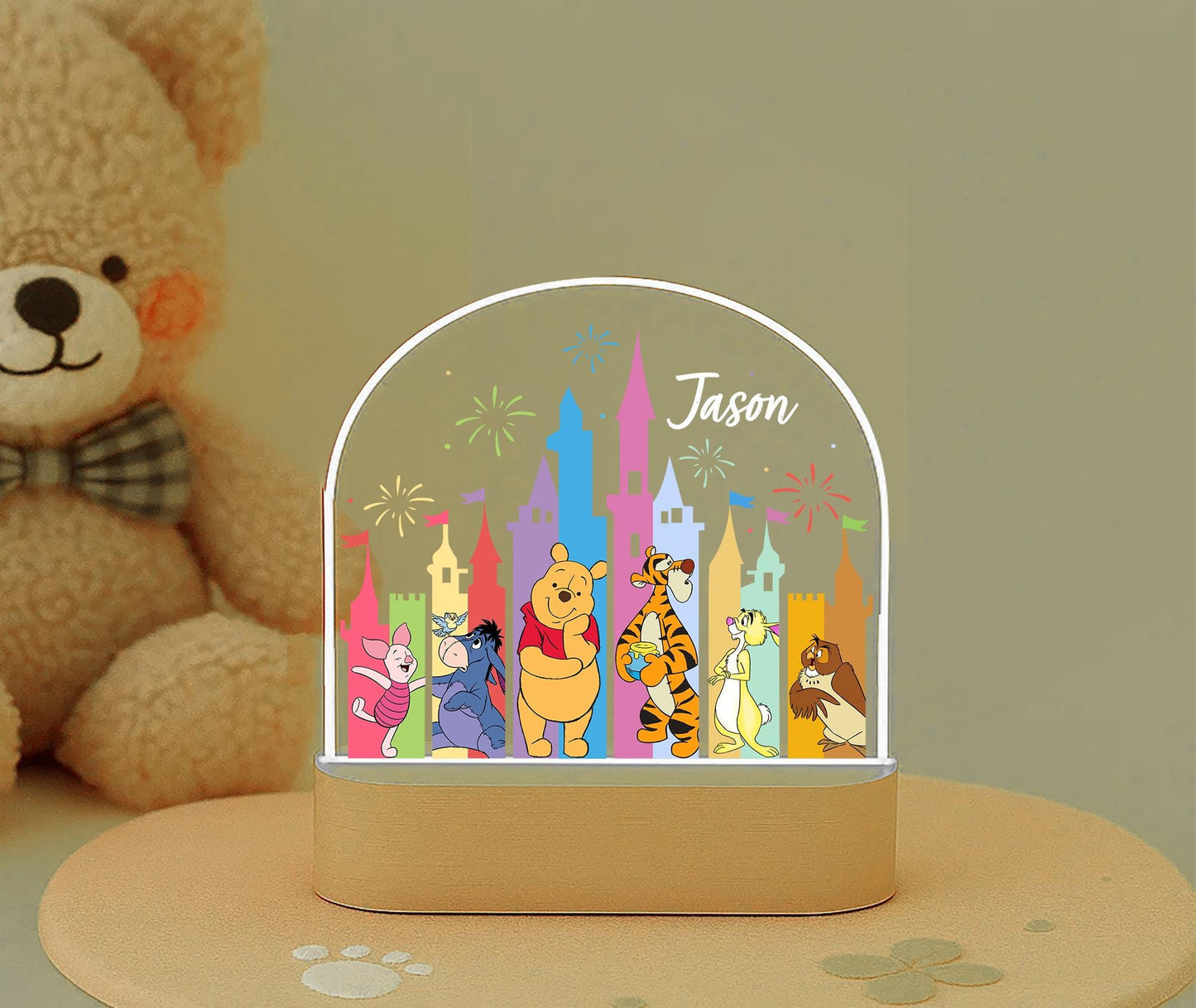 Custom Winnie the Pooh Night Light with Castle