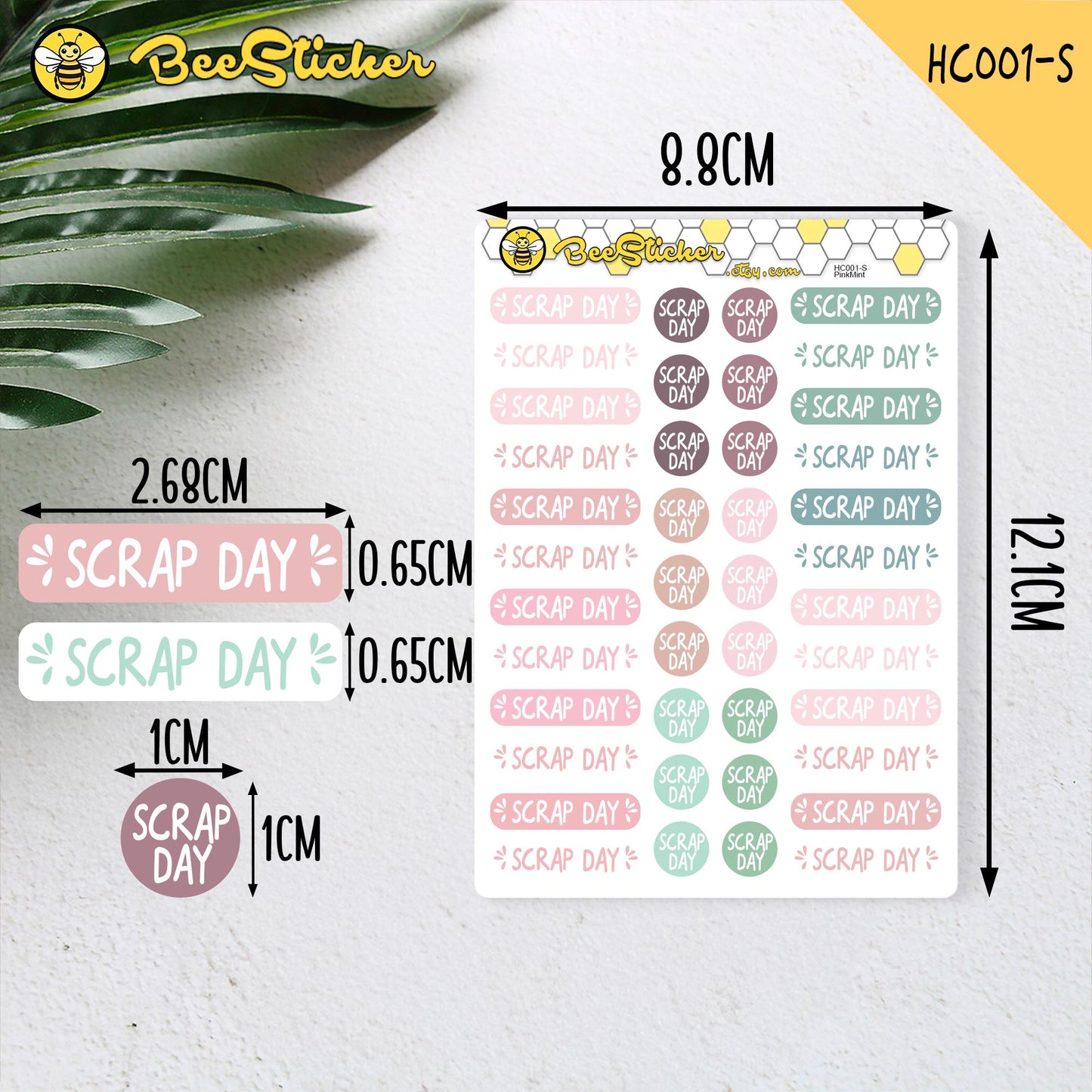 Scrap Day Stickers | Choose from multiple colors | Planner Stickers |HC001