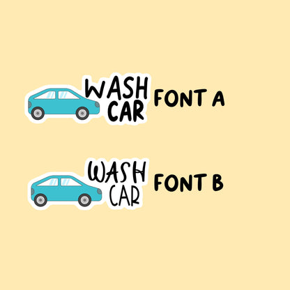Wash Car Planner Stickers | Choose from 2 fonts and multiple colors | Planner Stickers |HC007