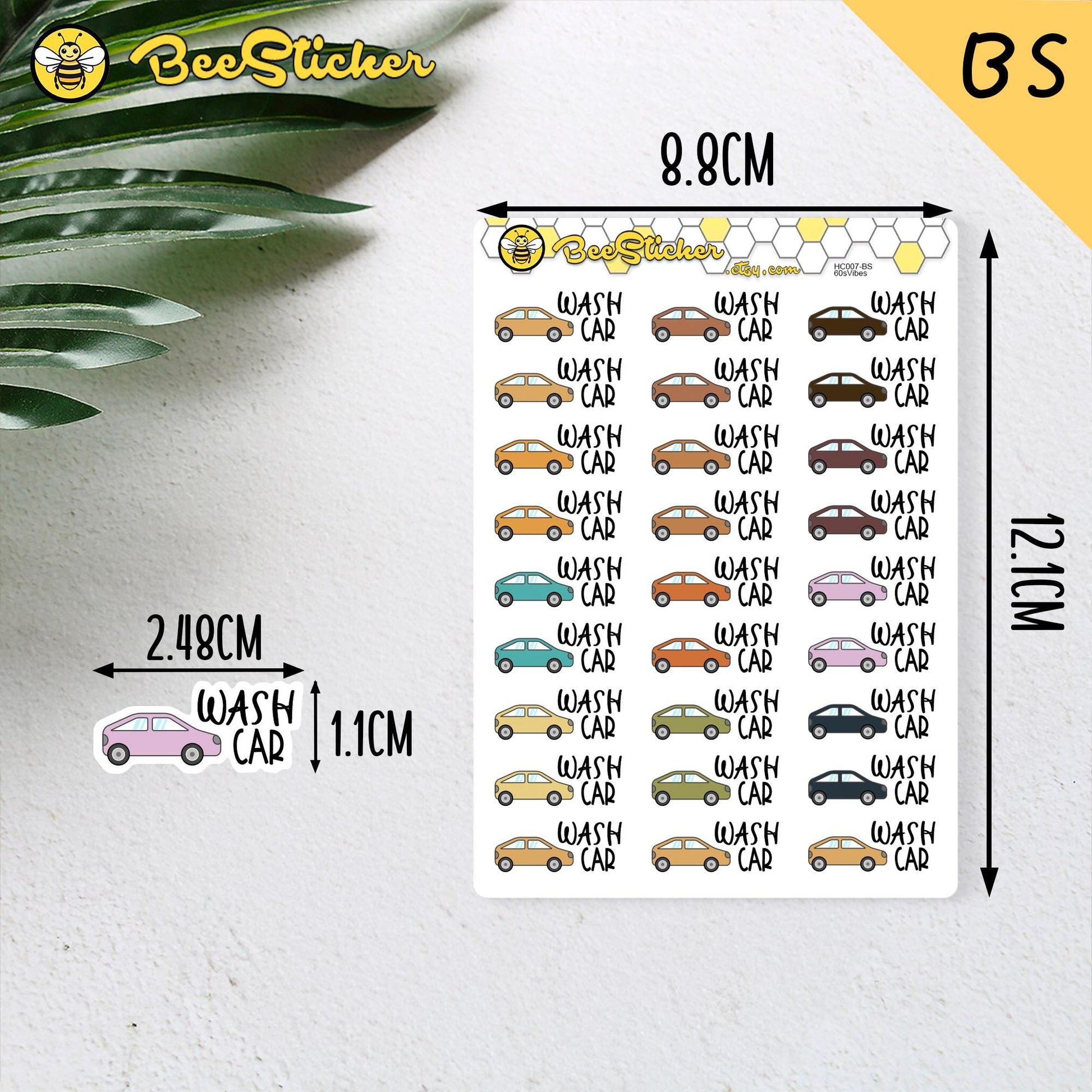 Wash Car Planner Stickers | Choose from 2 fonts and multiple colors | Planner Stickers |HC007