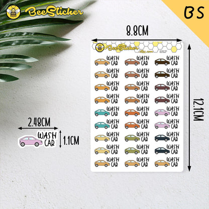 Wash Car Planner Stickers | Choose from 2 fonts and multiple colors | Planner Stickers |HC007