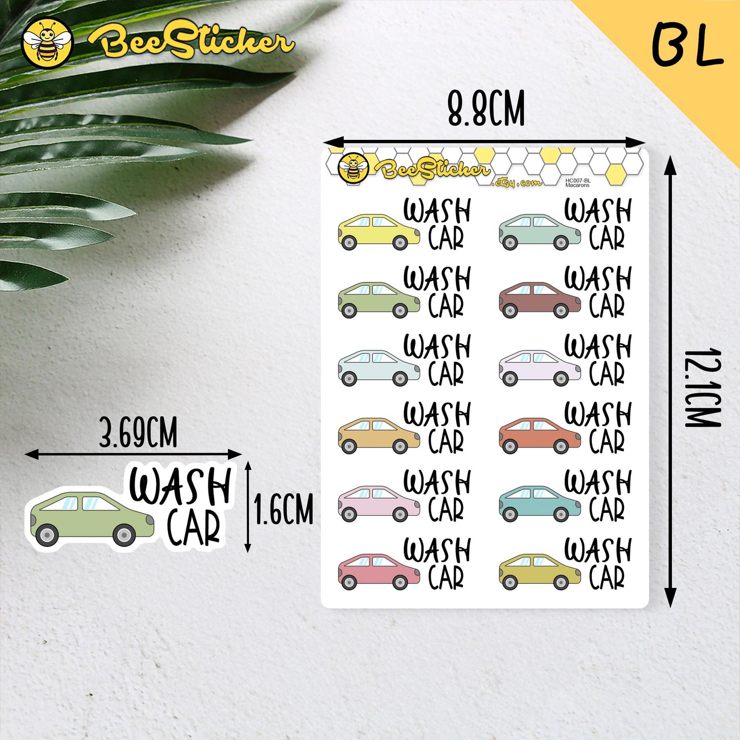 Wash Car Planner Stickers | Choose from 2 fonts and multiple colors | Planner Stickers |HC007