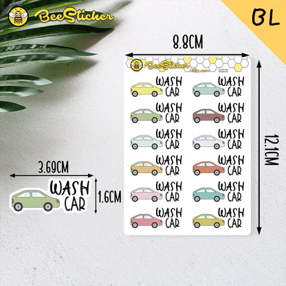 Wash Car Planner Stickers | Choose from 2 fonts and multiple colors | Planner Stickers |HC007