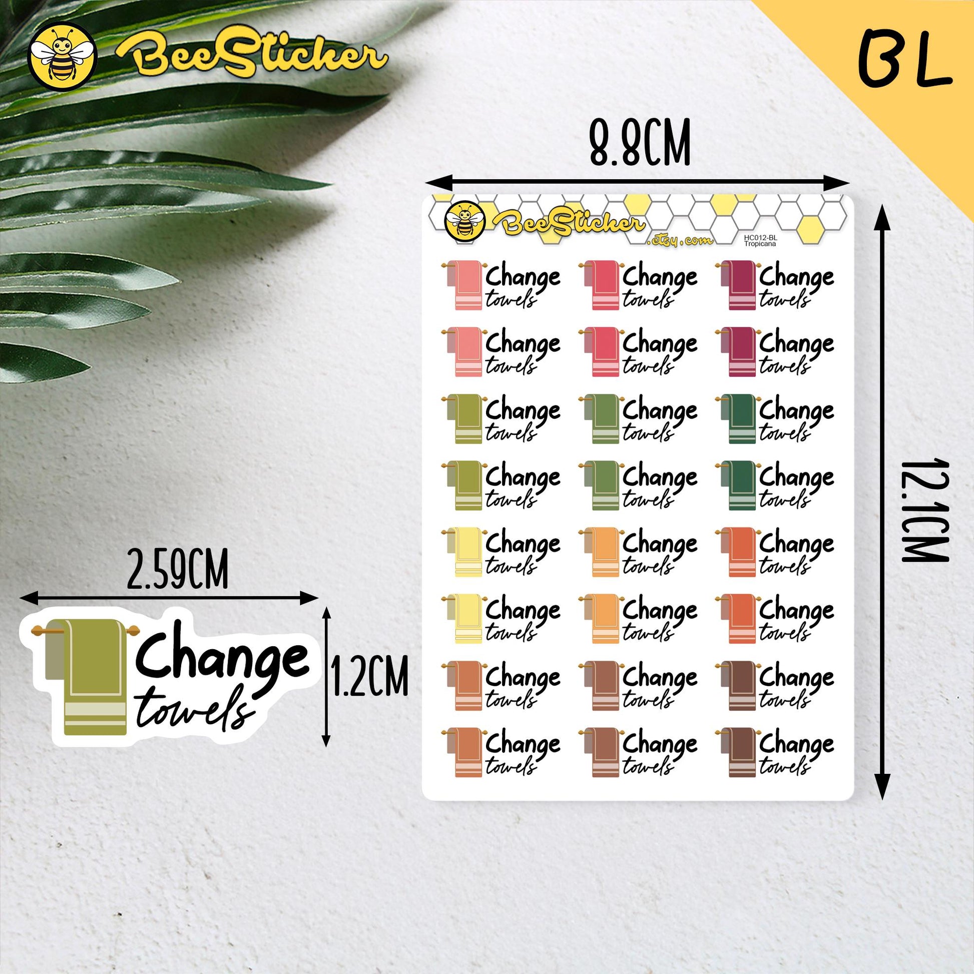 Change Towels Planner Stickers | Choose from 2 fonts and multiple colors | Planner Stickers |HC012