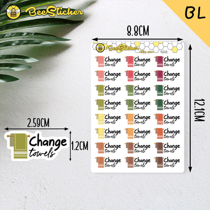 Change Towels Planner Stickers | Choose from 2 fonts and multiple colors | Planner Stickers |HC012