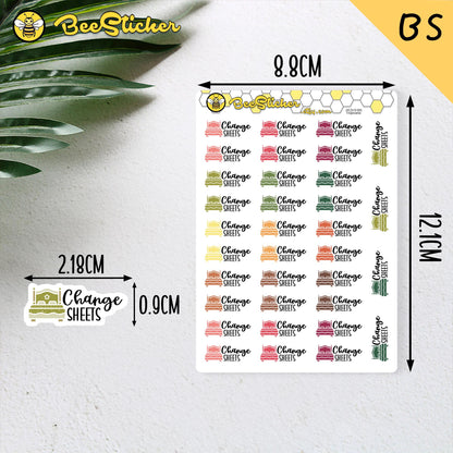 Bed Sheet Change Stickers | Choose from 2 fonts and multiple colors | Planner Stickers |HC019