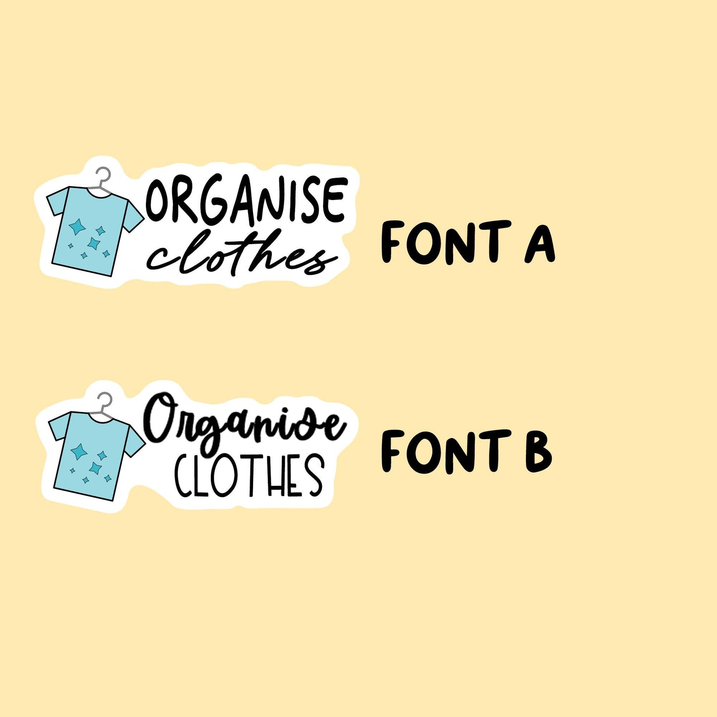 Clothing Organization Stickers | Choose from 2 fonts and multiple colors | Planner Stickers |HC021