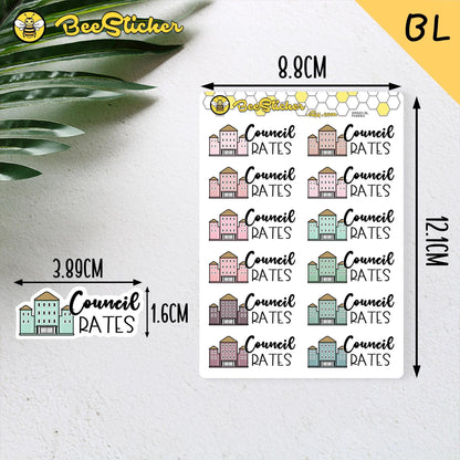 Council Rates Stickers | Planner Stickers |WM003