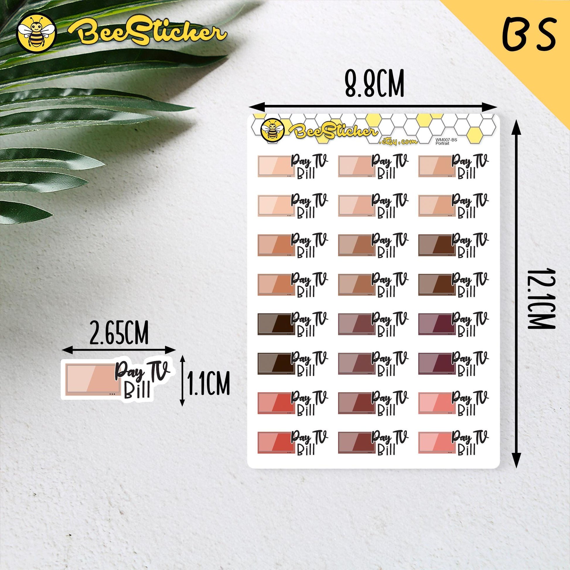 Pay TV Bill Stickers | Choose from 2 fonts and multiple colors | Planner Stickers |WM007