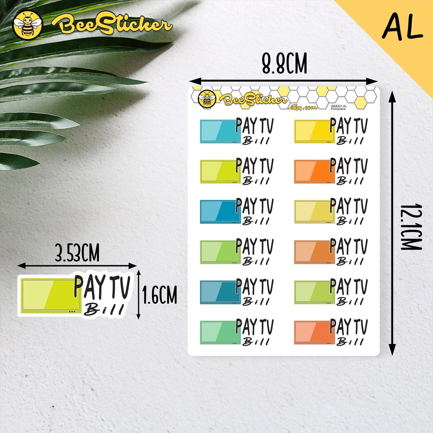 Pay TV Bill Stickers | Choose from 2 fonts and multiple colors | Planner Stickers |WM007