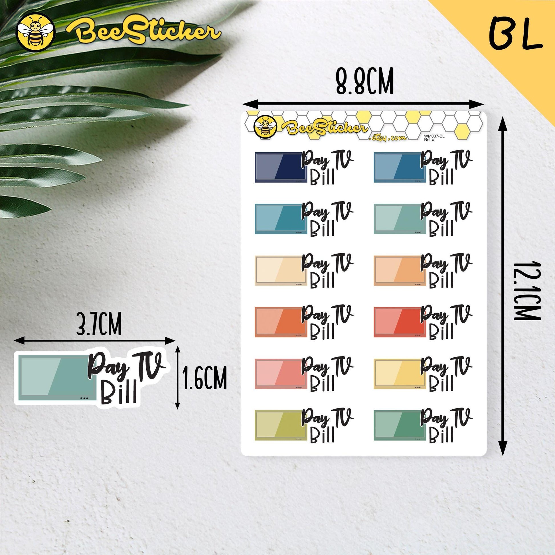 Pay TV Bill Stickers | Choose from 2 fonts and multiple colors | Planner Stickers |WM007