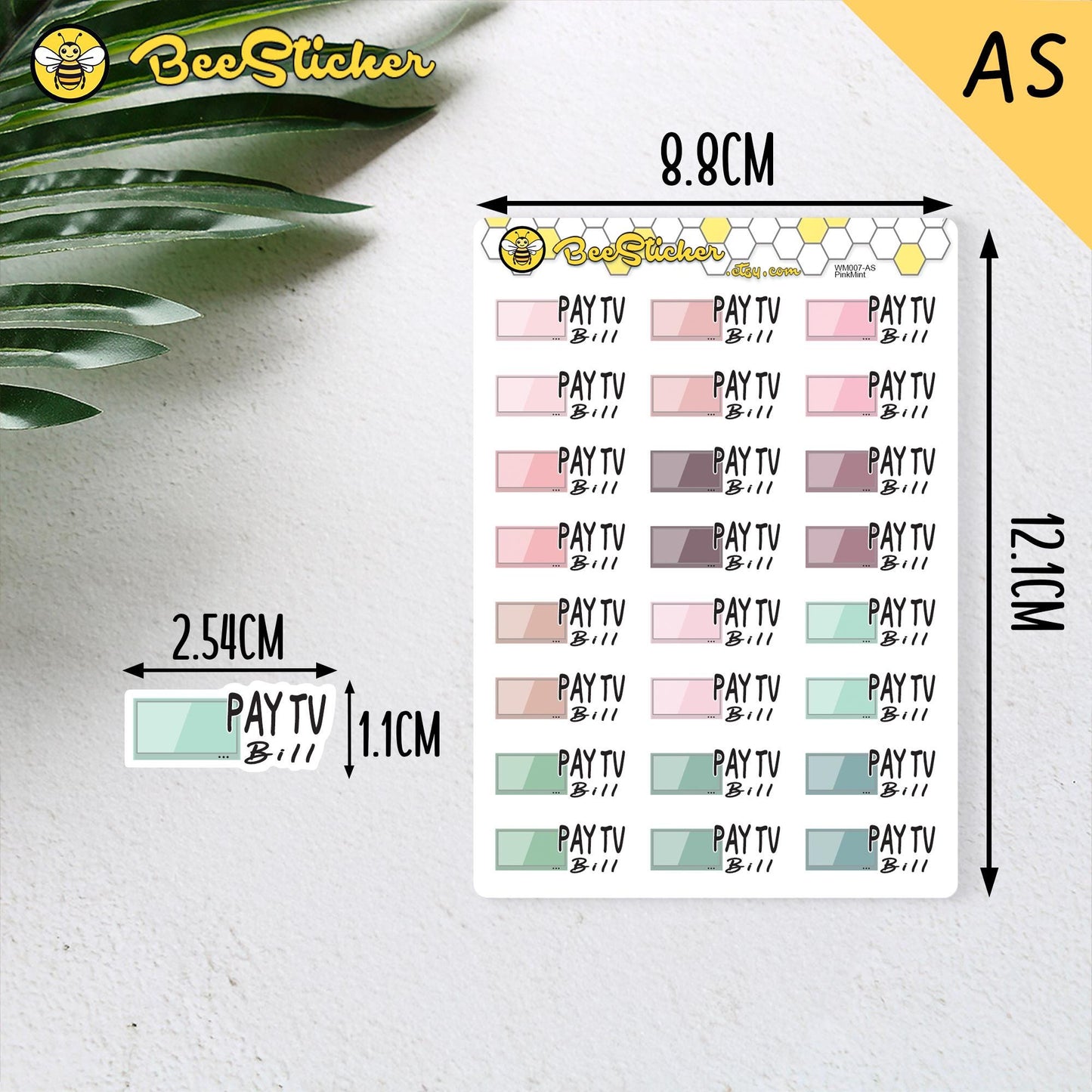 Pay TV Bill Stickers | Choose from 2 fonts and multiple colors | Planner Stickers |WM007