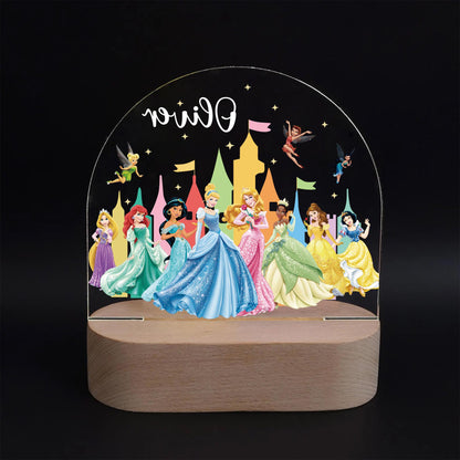 Princess castle LED lamp personalised with child name