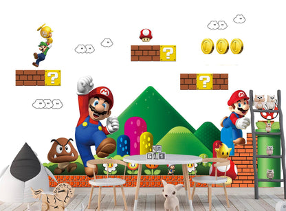 Super Mario Bros Wall Decal for Kids Room – Removable Fabric Sticker Set – Large & Small Sizes Available