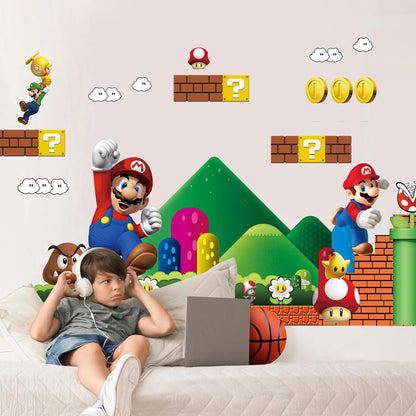 Super Mario Bros Wall Decal for Kids Room – Removable Fabric Sticker Set – Large & Small Sizes Available