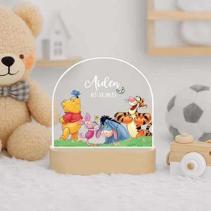 Custom Winnie the Pooh Name Flower LED Night Light