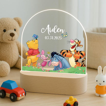 Custom Winnie the Pooh Name Flower LED Night Light