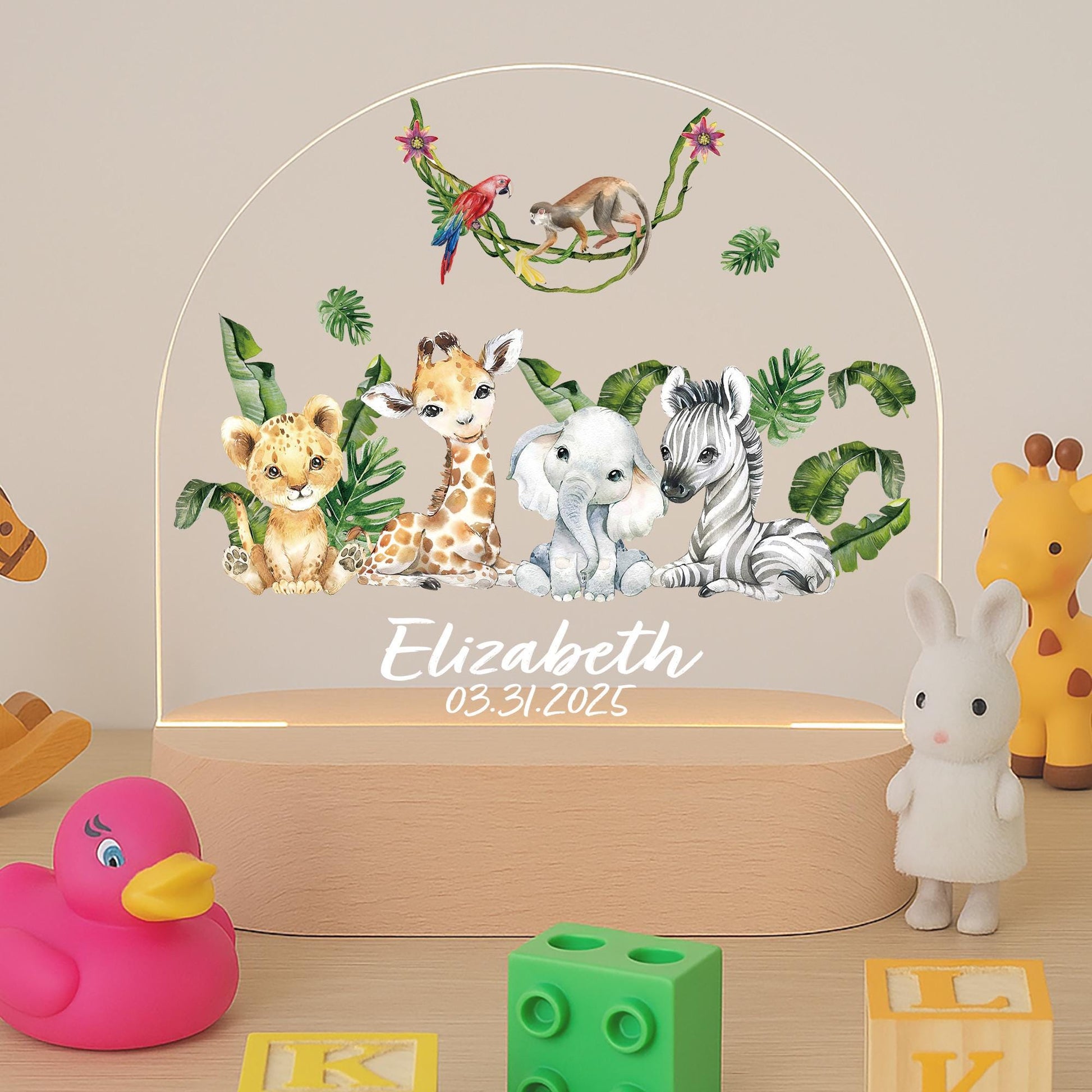 Custom Name Jungle Animal Safari Night Light