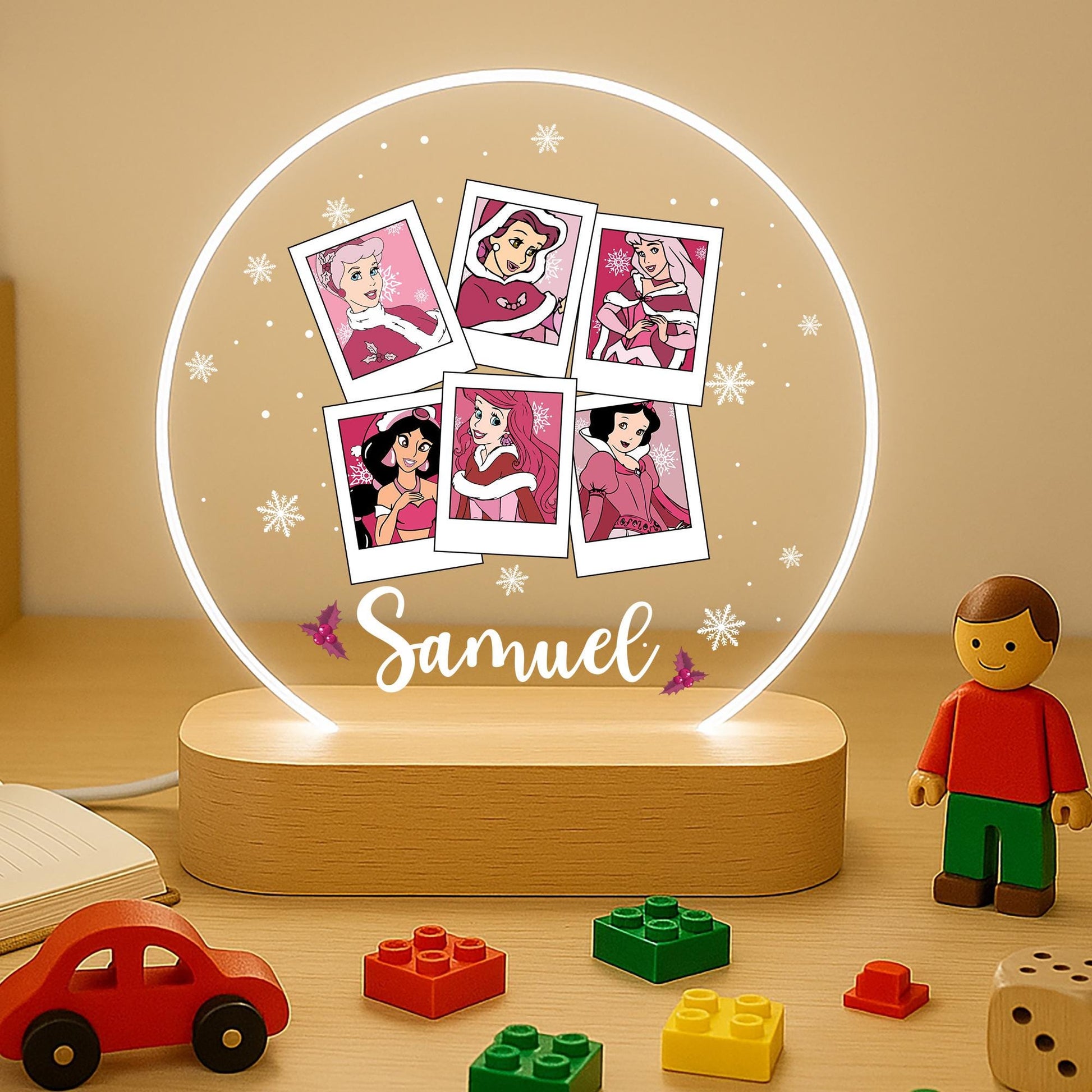 Pink Christmas Princess Polaroid LED Night Light