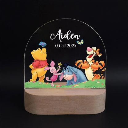 Custom Winnie the Pooh Name Flower LED Night Light