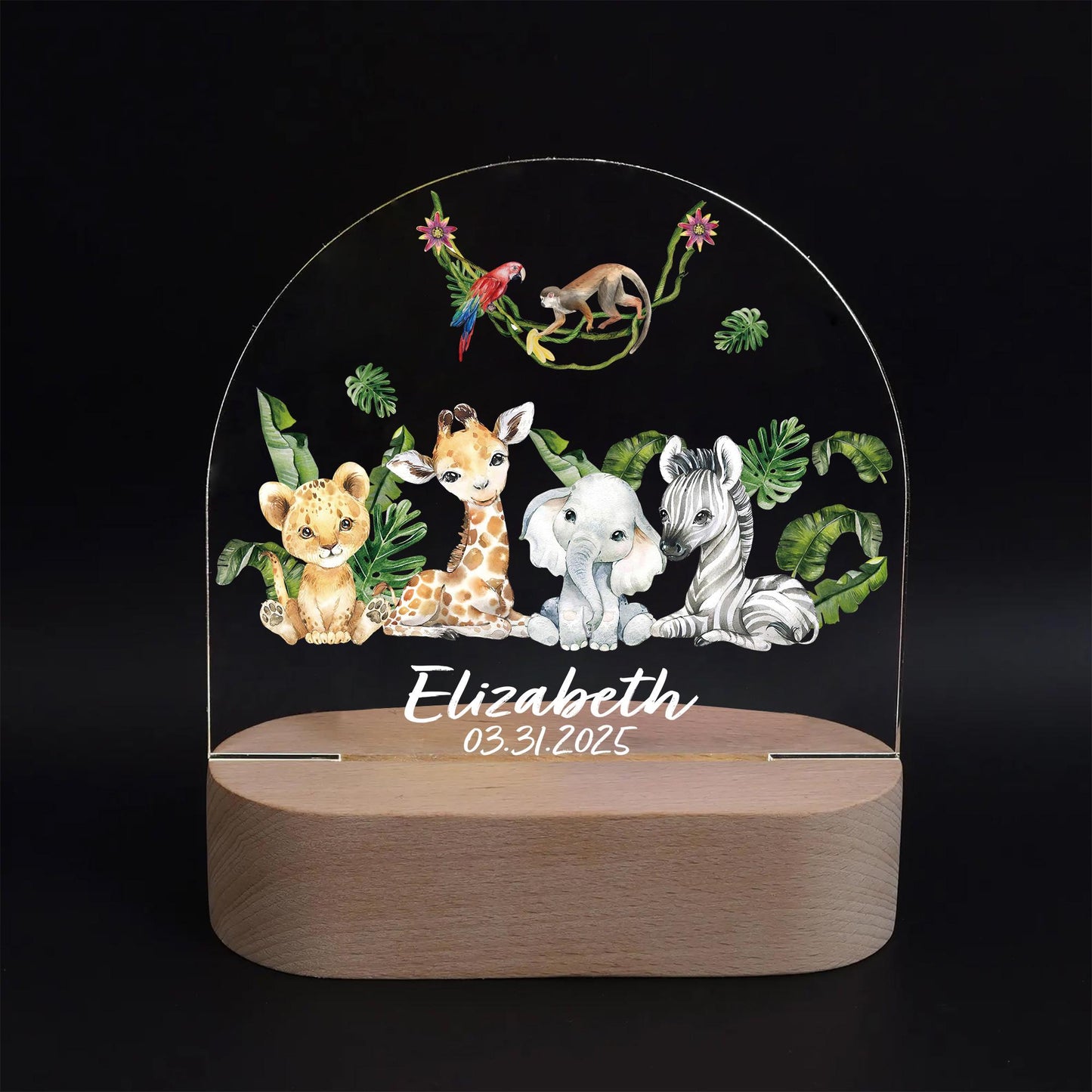 Custom Name Jungle Animal Safari Night Light