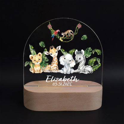 Custom Name Jungle Animal Safari Night Light