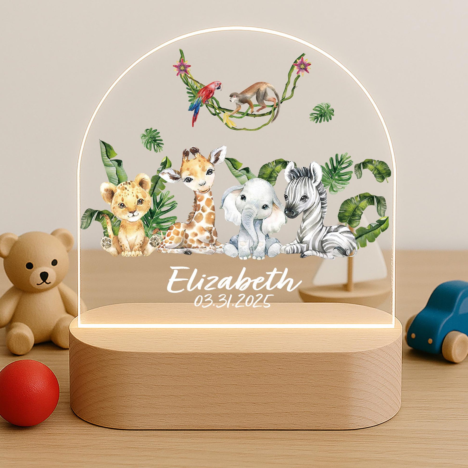 Custom Name Jungle Animal Safari Night Light