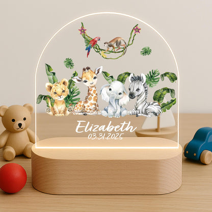 Custom Name Jungle Animal Safari Night Light