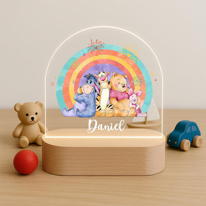 Personalised Winnie the Pooh Rainbow Night Light
