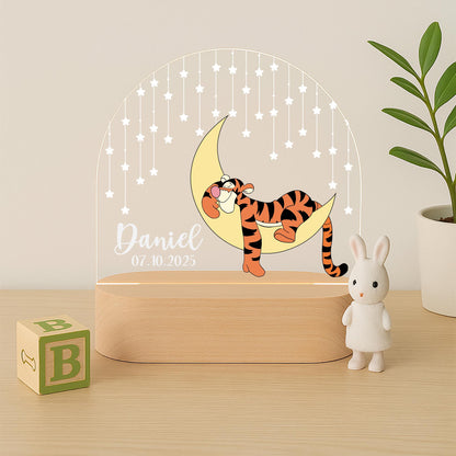 Custom Baby Night Light Tigger Moon Star Nursery
