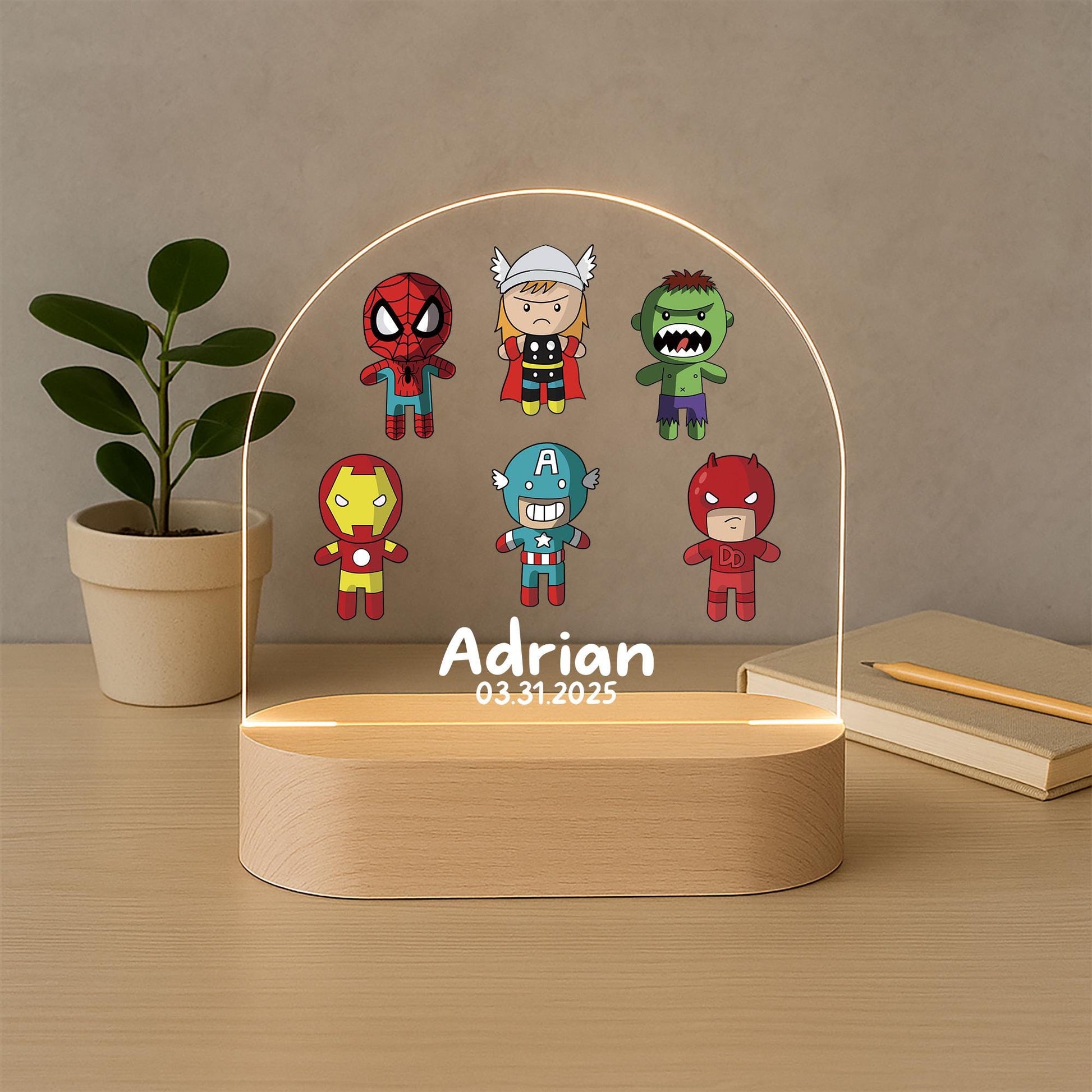 Personalised Superhero Night Light for Kids