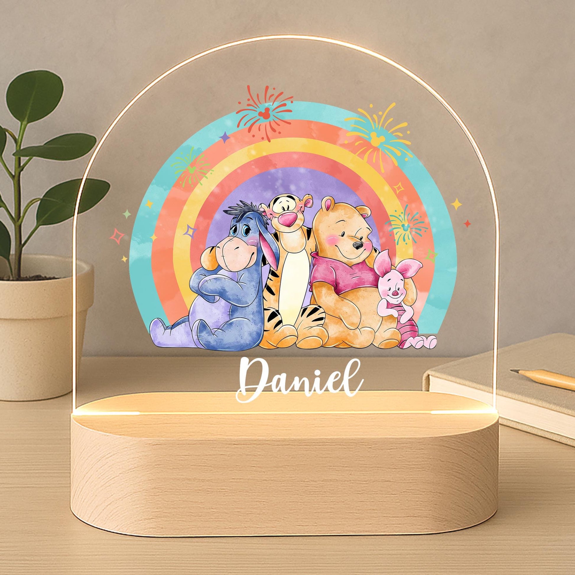 Personalised Winnie the Pooh Rainbow Night Light