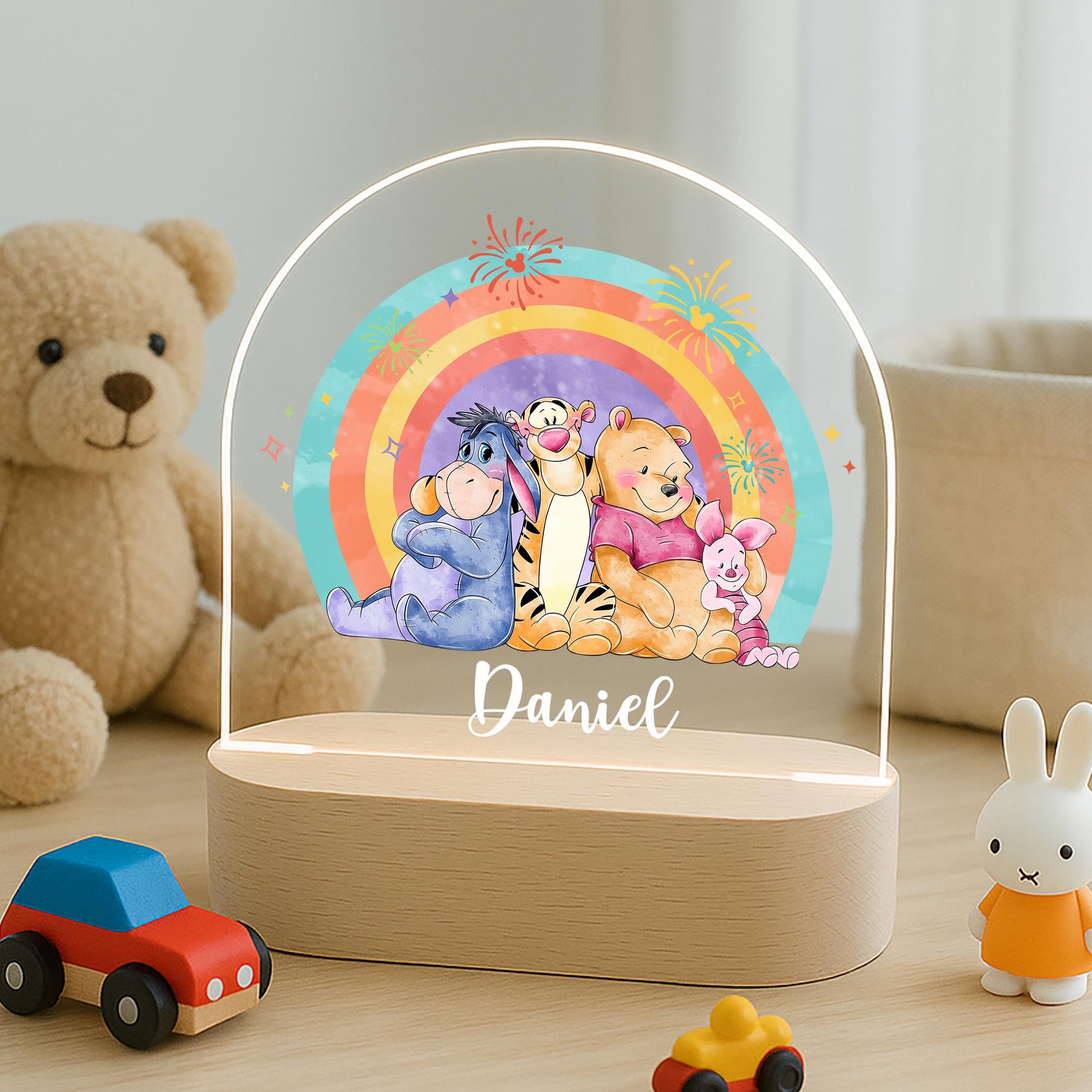 Personalised Winnie the Pooh Rainbow Night Light