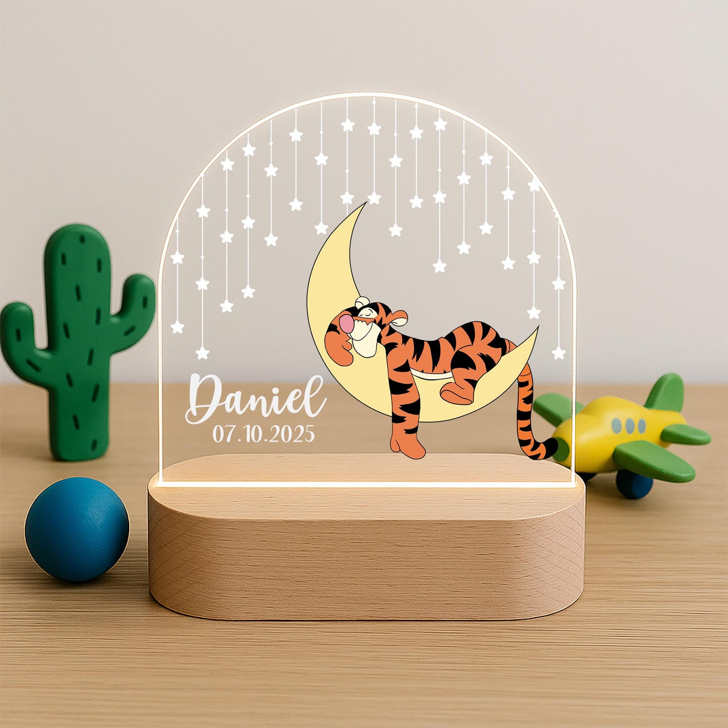 Custom Baby Night Light Tigger Moon Star Nursery