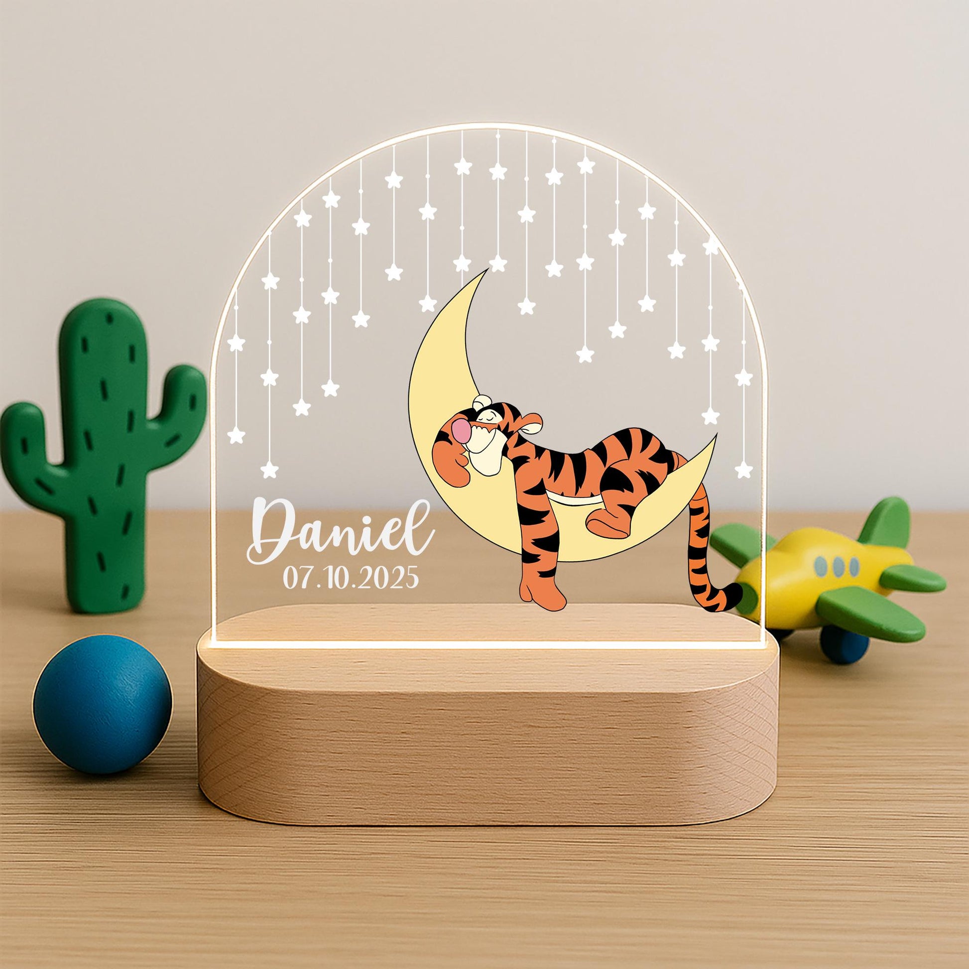 Custom Baby Night Light Tigger Moon Star Nursery