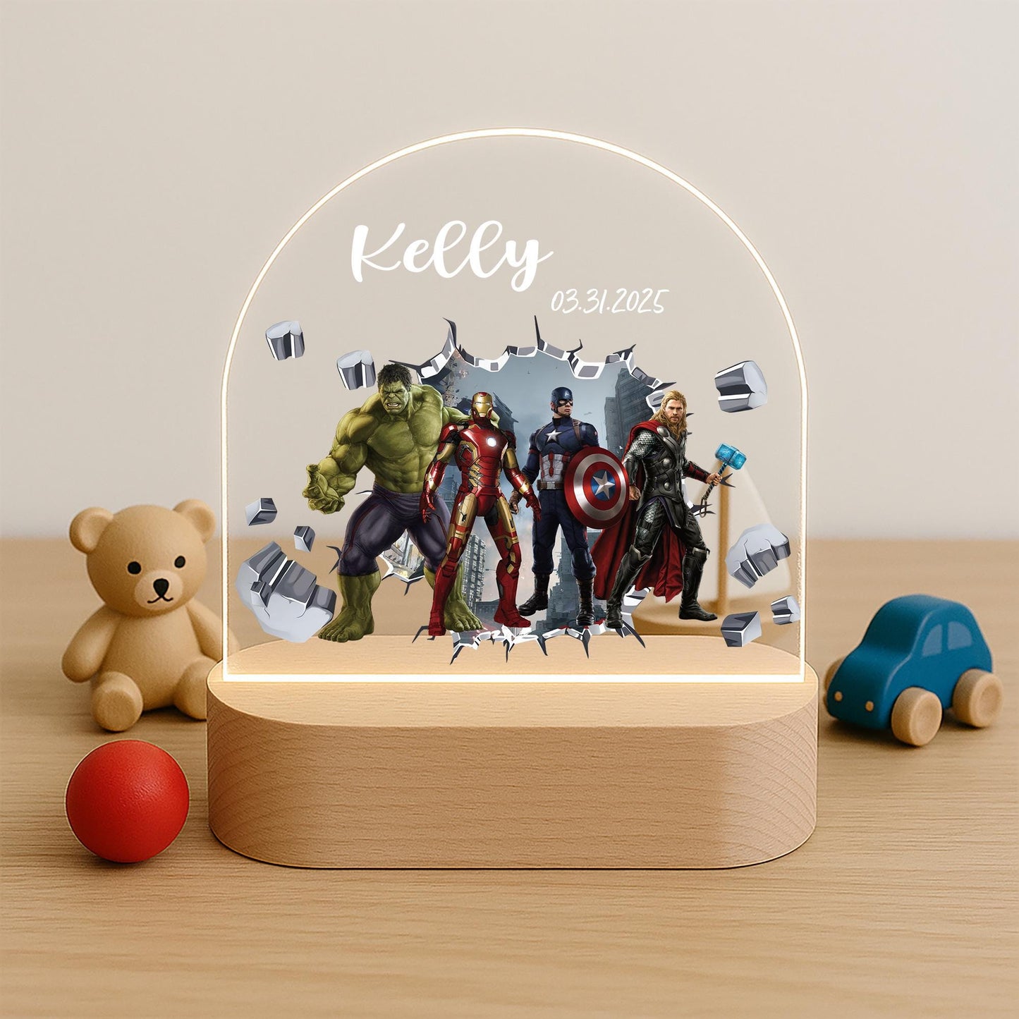 Avengers Superhero LED Night Light Hulk Iron Man