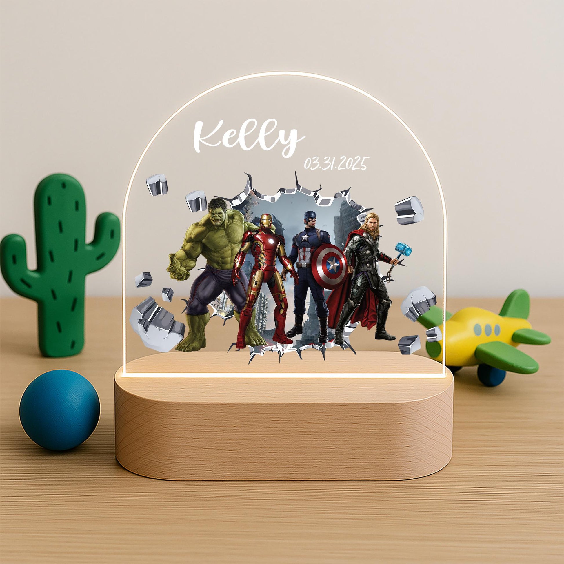 Avengers Superhero LED Night Light Hulk Iron Man