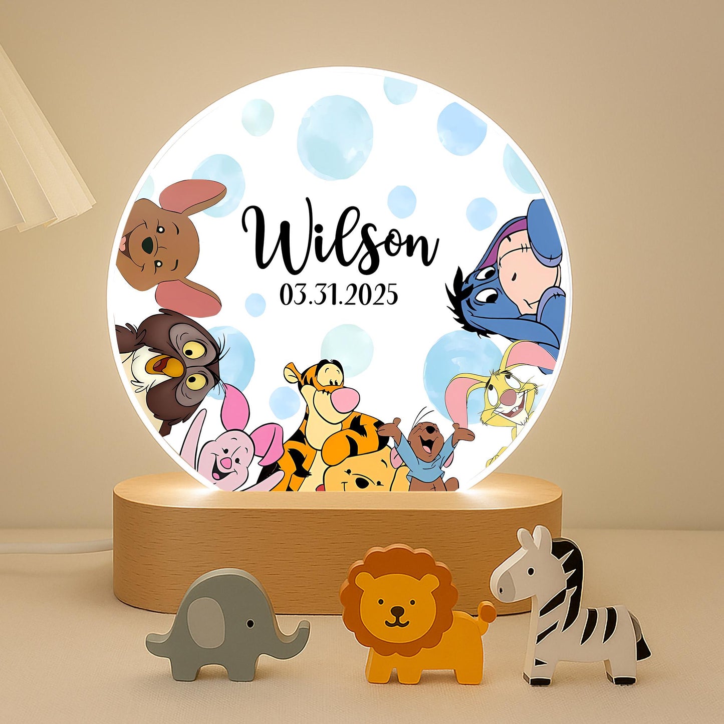 Personalised Winnie the Pooh Night Light Custom Baby Name