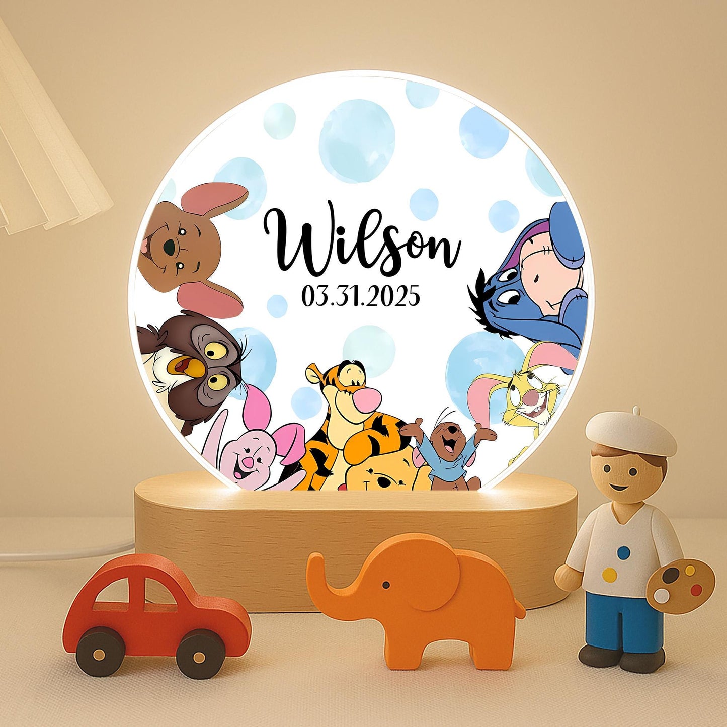 Personalised Winnie the Pooh Night Light Custom Baby Name