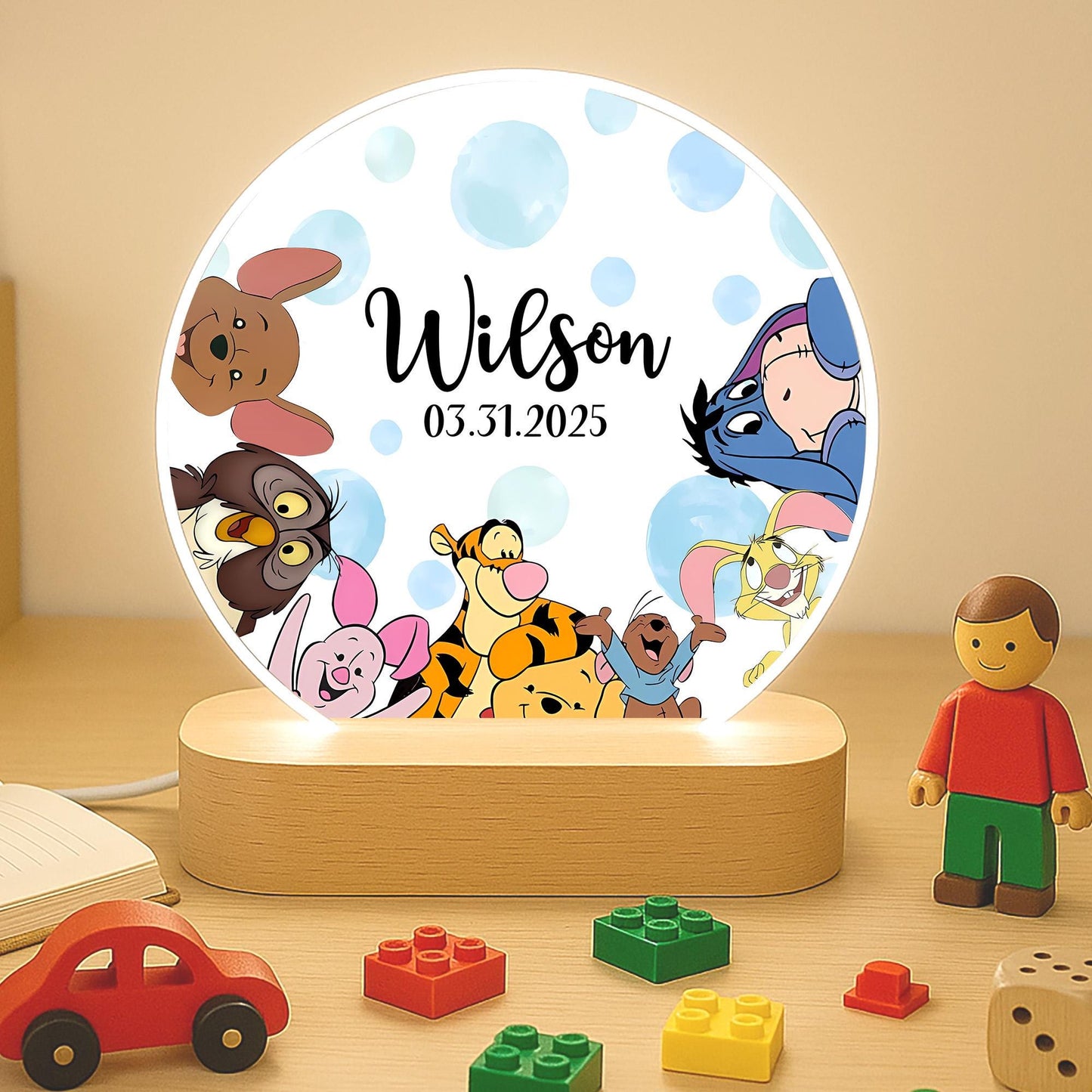 Personalised Winnie the Pooh Night Light Custom Baby Name