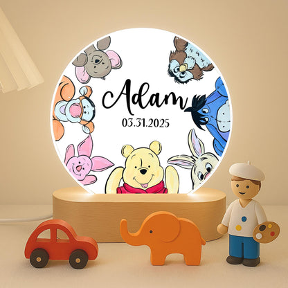Personalised Winnie Bear Night Light Custom Baby Name