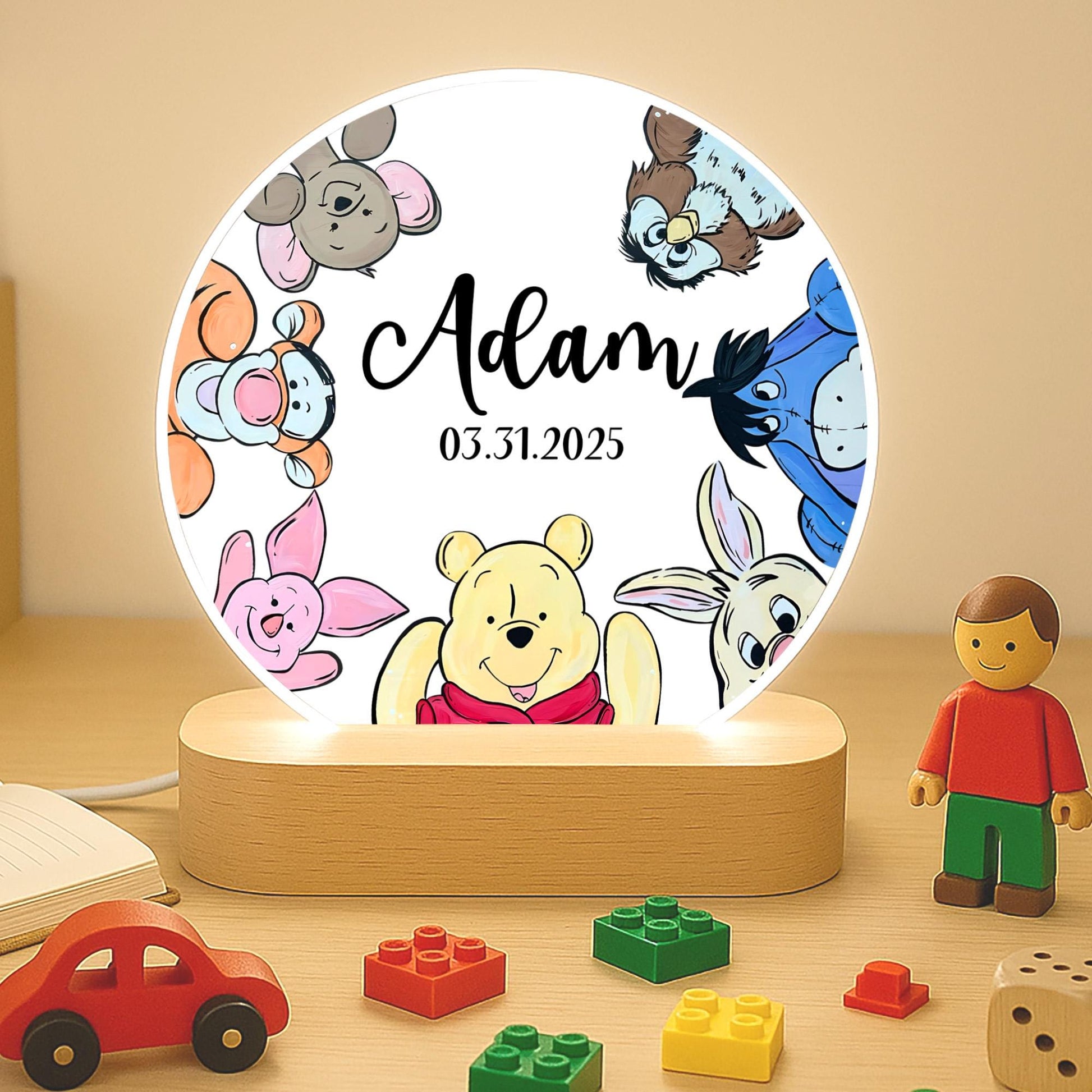 Personalised Winnie Bear Night Light Custom Baby Name