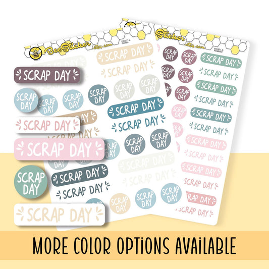 Scrap Day Stickers | Choose from multiple colors | Planner Stickers |HC001