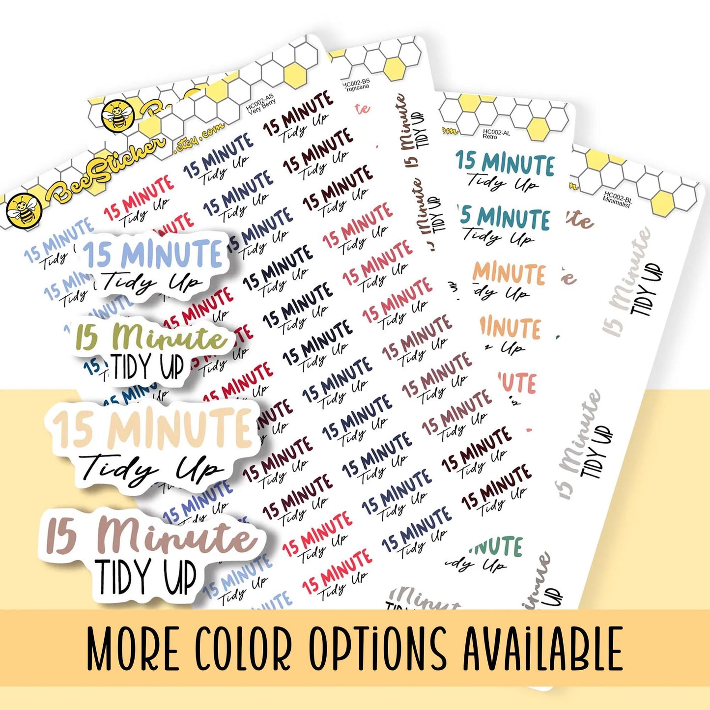 15 Minute Tidy Up Planner Stickers | Choose from 2 fonts and multiple colors | Planner Stickers |HC002
