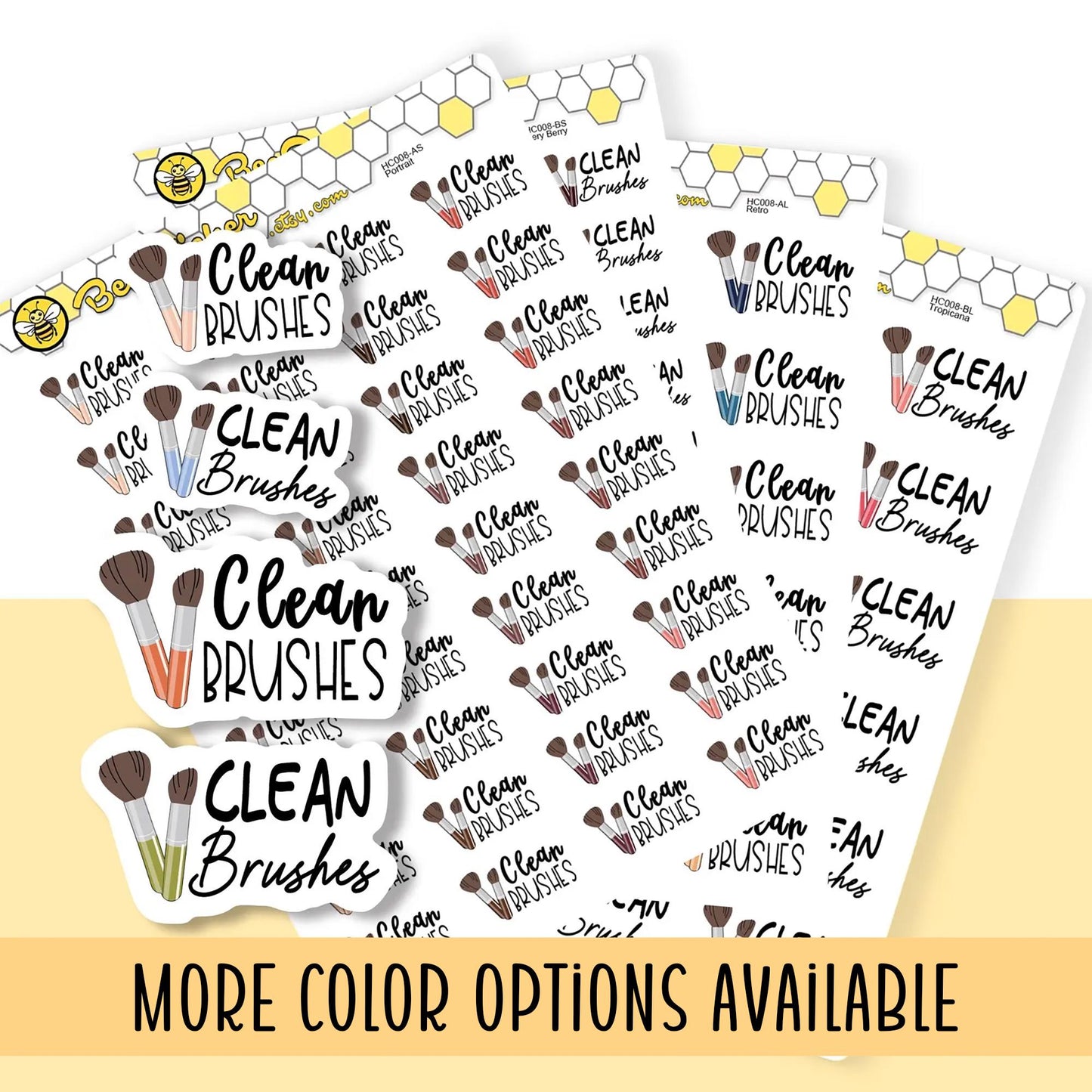 Clean Makeup Brushes Planner Stickers | Choose from 2 fonts and multiple colors | Planner Stickers |HC008